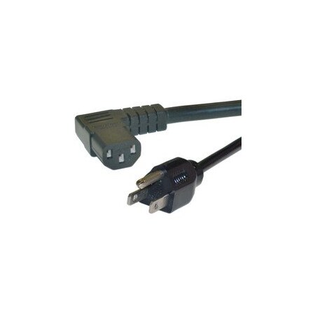 Swe-Tech 3C Right Angle Computer / Monitor Pwr Cord, Black, NEMA 5-15P to Right Angle C13, 15 Amp, 14 AWG, 25ft FWT10W2-06225